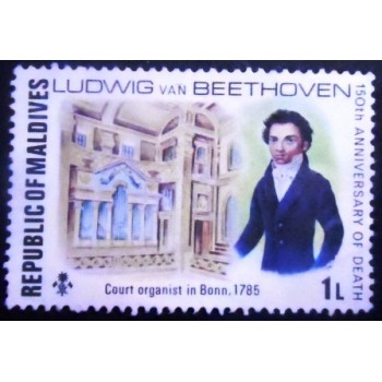 Imagem do Selo postal das Maldivas de 1977 Beethoven in Bonn U