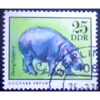 Imagem do Selo postal da Alemanha Oriental de 1975 Pygmy Hippopotamus MCC