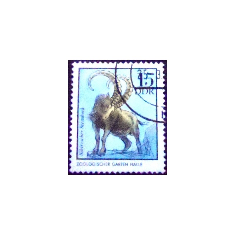 Imagem do Selo postal da Alemanha Oriental de 1975 Siberian Ibex  MCC