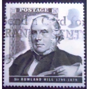Imagem do Selo postal do Reino Unido de 1995 Sir Rowland Hill and Penny Black