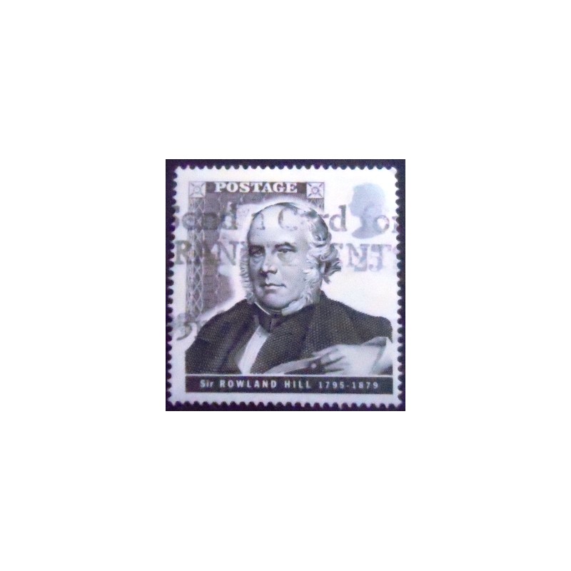 Imagem do Selo postal do Reino Unido de 1995 Sir Rowland Hill and Penny Black