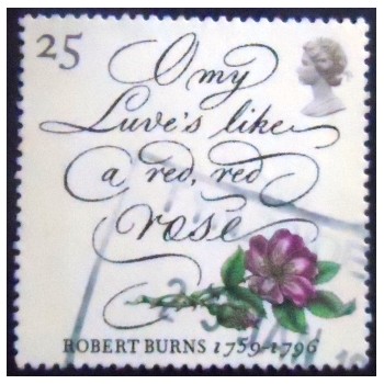 Imagem do Selo postal do Reino Unido de 1996 O my Luve's like a red