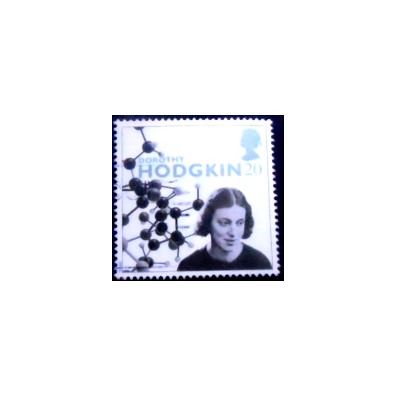 Imagem similar à do Selo postal do Reino Unido de 1996 Prof. Dorothy Hodgkin