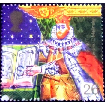 Imagem similar à do Selo postal do Reino Unido de 1999 King James I and Bible