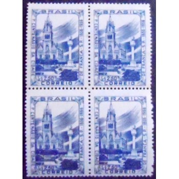 Imagem da Quadra de selos postais de 1956 Centenário de Franca N