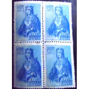 Imagem da Quadra de selos do Brasil de 1952 5º Centenário Isabel N