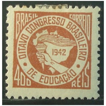 Imagem do Selo postal do Brasil de 1942 Congresso de Educação N