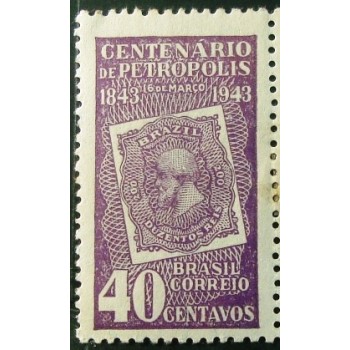 Imagem do Selo postal de 1943 Centenário de Petrópolis N