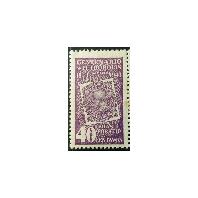 Imagem do Selo postal de 1943 Centenário de Petrópolis N