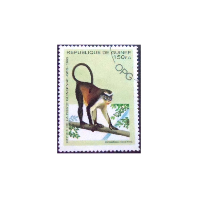 Imagem do Selo postal da Guiné de 1995 Mona Monkey