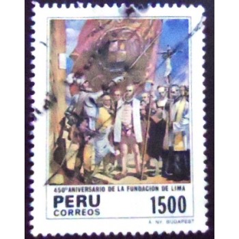 Imagem do Selo postal do Peru de 1985 Founding of Lima by Francisco Gamarra