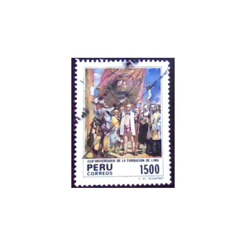 Imagem do Selo postal do Peru de 1985 Founding of Lima by Francisco Gamarra