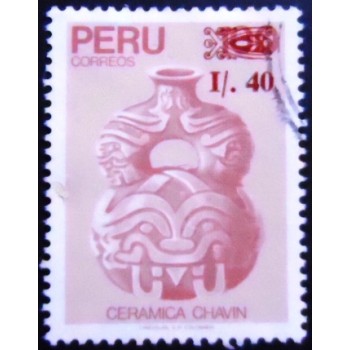 Imagem do Selo postal do Peru de 1988 Chavin Culture Ceramics