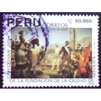 Imagem do Selo postal do Peru de 1990 Founding Ceremony