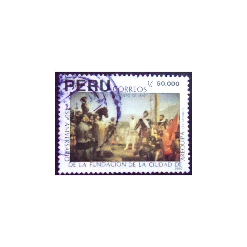 Imagem do Selo postal do Peru de 1990 Founding Ceremony