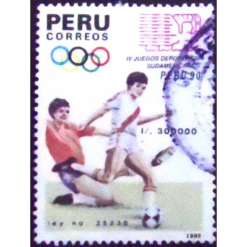 Imagem do Selo postal do Peru de 1990 Football Players