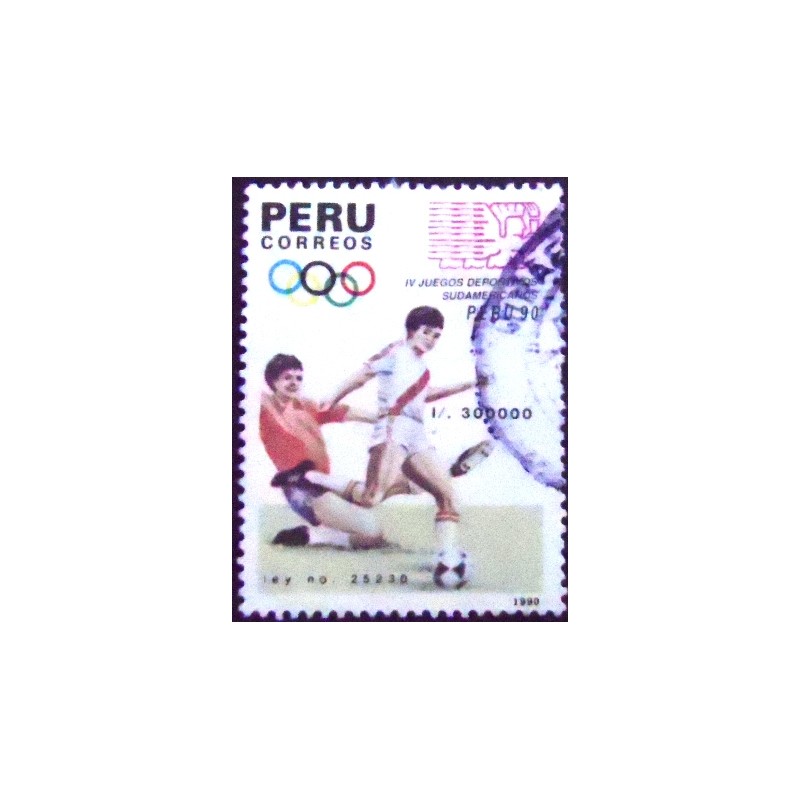 Imagem do Selo postal do Peru de 1990 Football Players