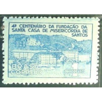 Imagem do Selo postal de 1943 Santa Casa de Santos N