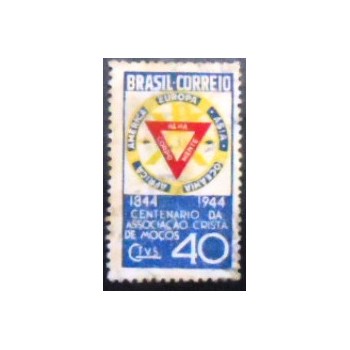 Imagem similar à do selo postal do Brasil de 1944 Centenário da ACM U