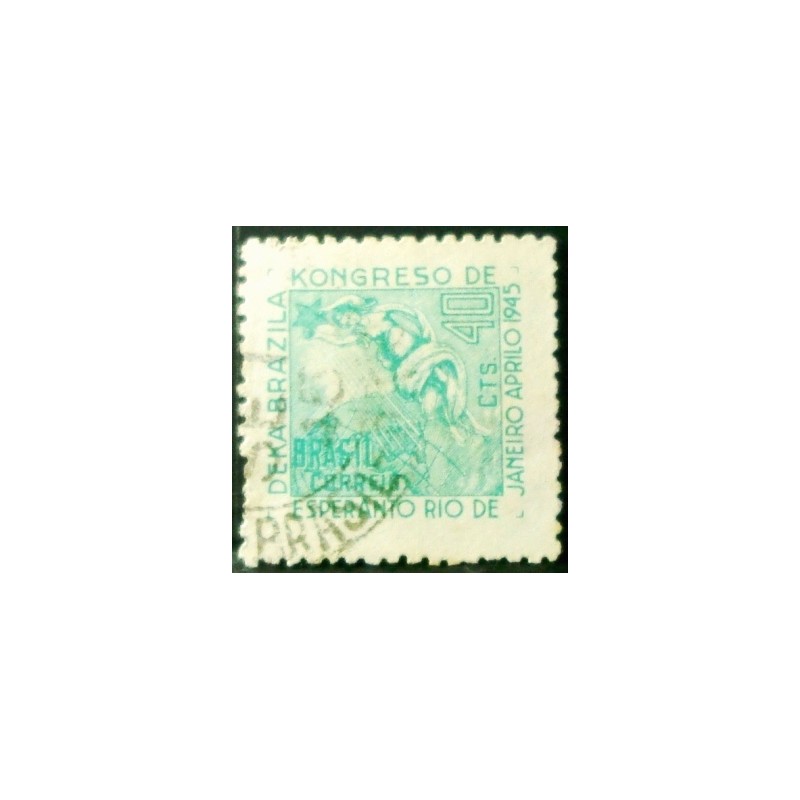 Imagem similar à do selo postal do Brasil de 1945 Congresso de Esperanto U