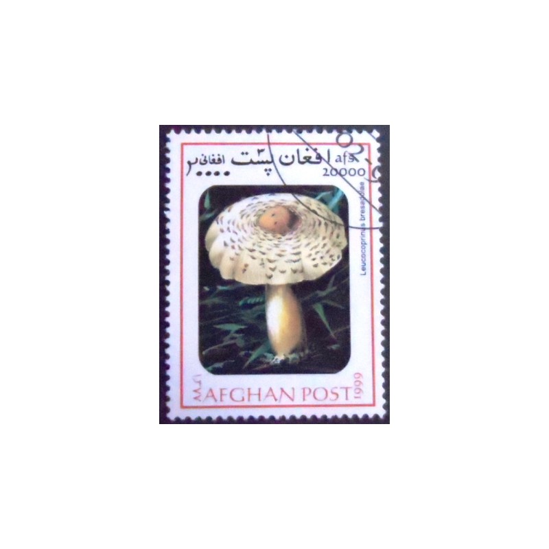 Imagem do selo postal do Afeganistão de 1999 Reddening lepiota