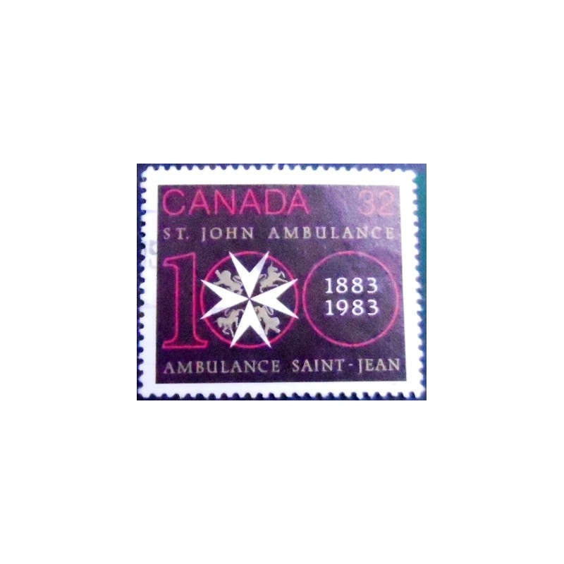 Imagem do selo postal do Canadá de 1983 Centenary of St. John Ambulance