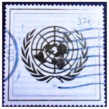 Imagem do selo postal das Nações Unidas de 2003 UN Emblem