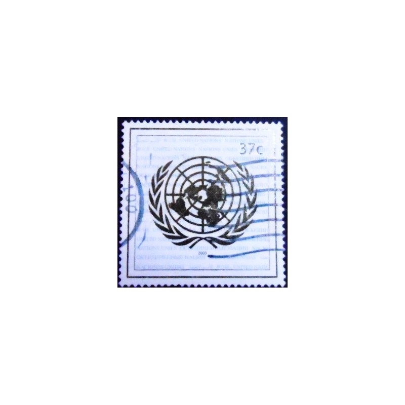 Imagem do selo postal das Nações Unidas de 2003 UN Emblem