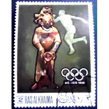 Imagem do selo postal de RAS AL KHAIMA de 1968 Discus throwing