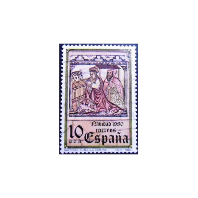 Imagem do selo postal da Espanha de 1980 Mural da Sagrada Família