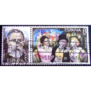 Imagem do se-tenant postal da Espanha de 1982 Masters of the Zarzuela
