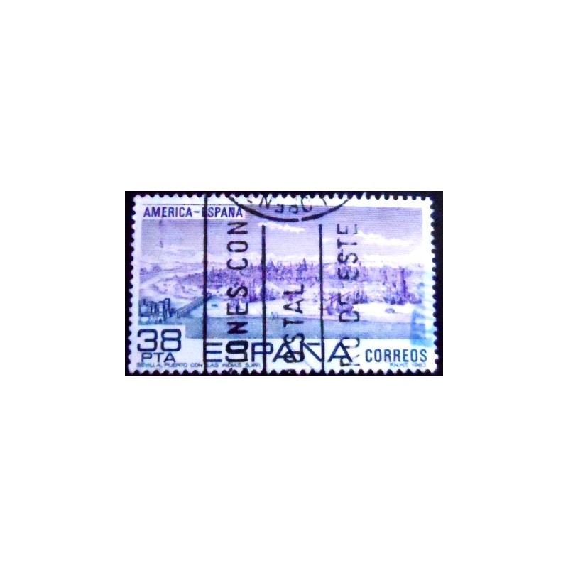 Imagem do selo postal da Espanha de 1983 Floods of Guadalquivir