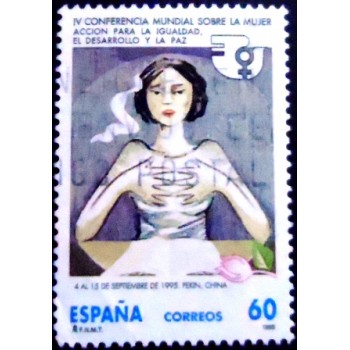 Imagem do selo postal da Espanha de 1995 Conference on Equality for Women