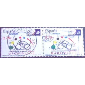 Imagem do par de selos postais da Espanha de 2005 World Cycling Championships