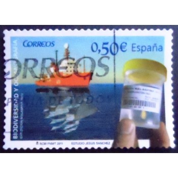 Imagem do selo postal da Espanha de 2011 Biodiversity and Oceanography
