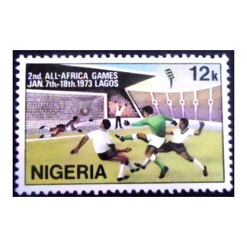 Imagem do selo postal da Nigéria de 1973 Soccer
