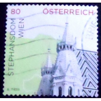 Imagem do selo postal da Áustria de 2015 St Stephen's Cathedral