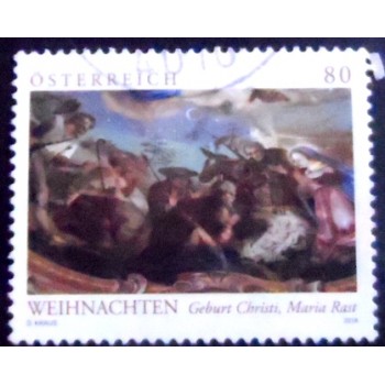 Imagem do selo postal da Áustria de 2018 Birth of Christ