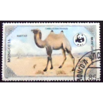 Imagem do selo postal da Mongólia de 1985 Bactrian Camel