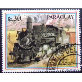 Imagem do selo postal do Paraguai de 1988 Locomotor TD1 N° 483