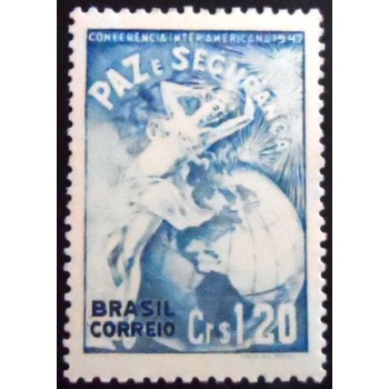 Imagem do selo postal do Brasil de 1947 Defesa do Hemisfério M