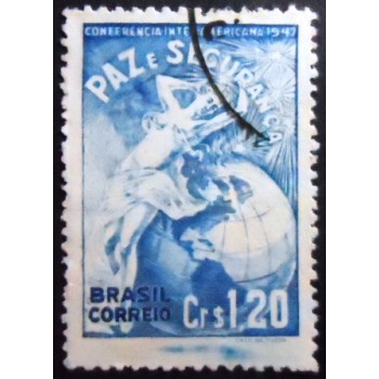 Imagem do selo postal do Brasil de 1947 Defesa do Hemisfério U