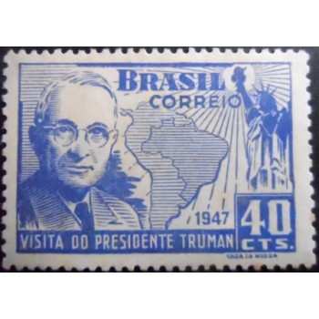 Imagem do selo postal de 1947 Harry Truman M - Variedade Ponto Branco