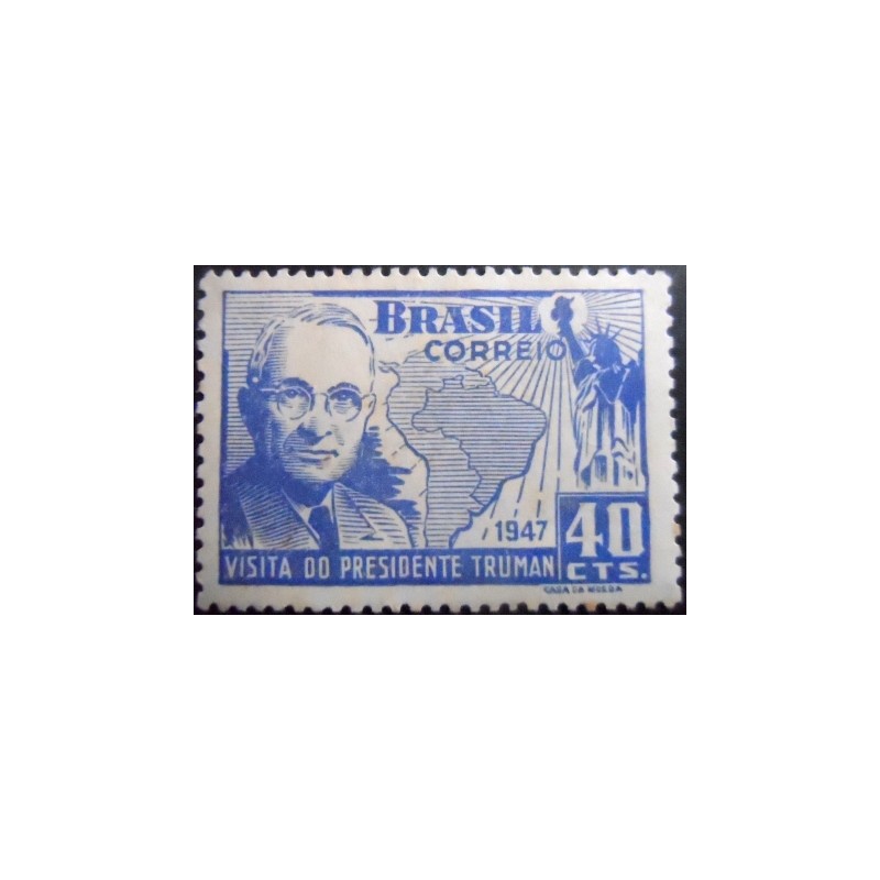 Imagem do selo postal de 1947 Harry Truman M - Variedade Ponto Branco