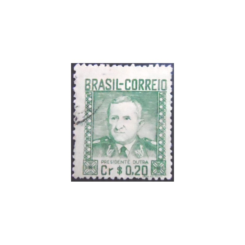 Imagem do selo postal de 1947 Gal. Gaspar Dutra 20 filigrana Q U