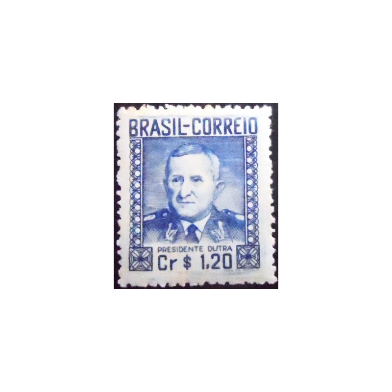 Imagem do selo postal de 1947 Gal. Gaspar Dutra 1,20 M