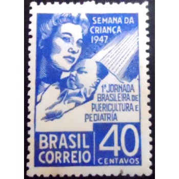 Imagem do selo postal de 1947 Semana da Criança M