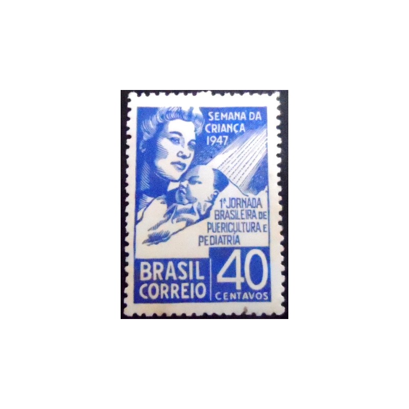 Imagem do selo postal de 1947 Semana da Criança M