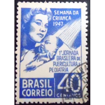 Imagem do selo postal de 1947 Semana da Criança NCC