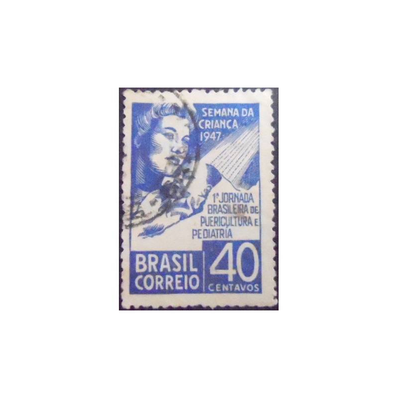 Imagem do selo postal de 1947 Semana da Criança U